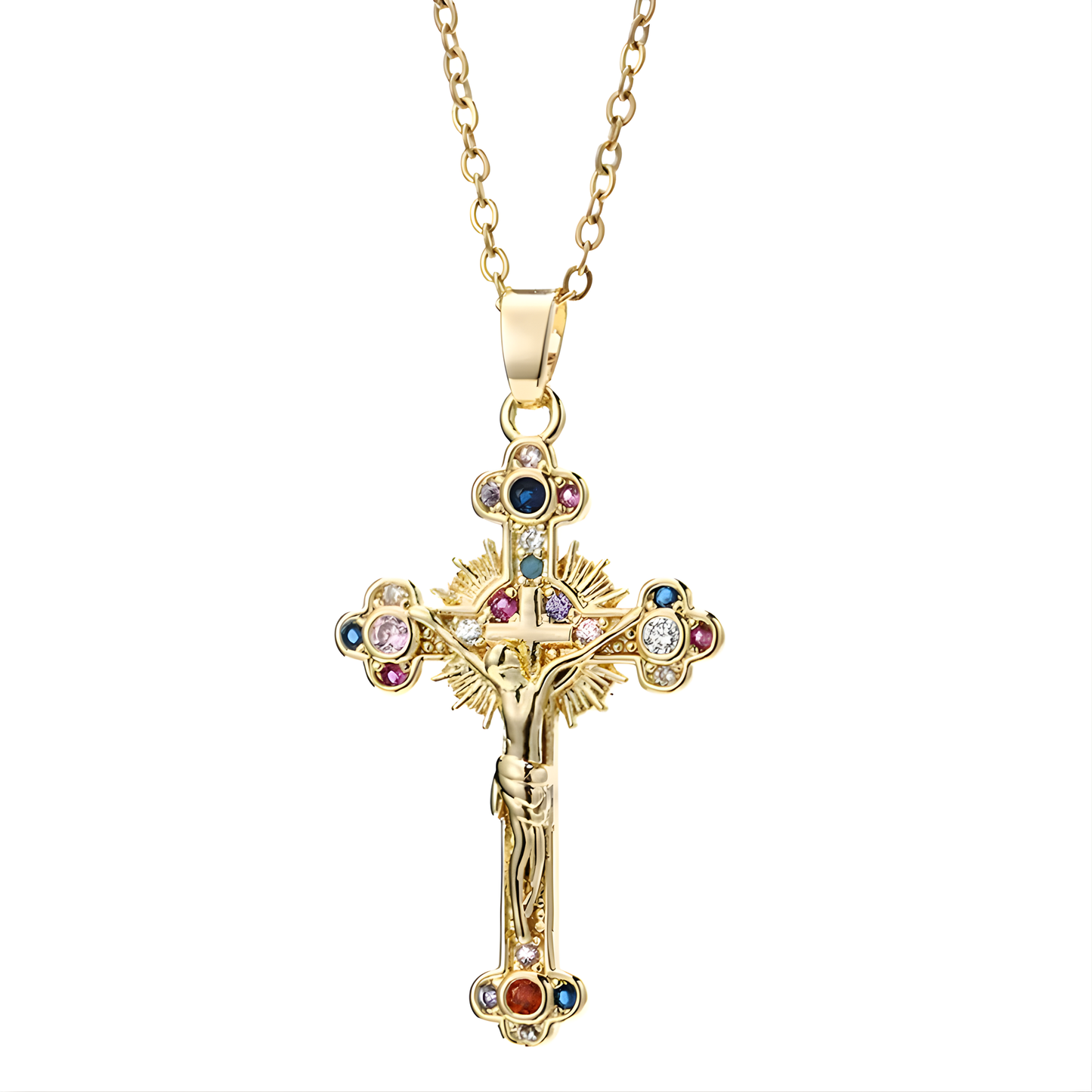 Bunte Jesus Kreuzkette